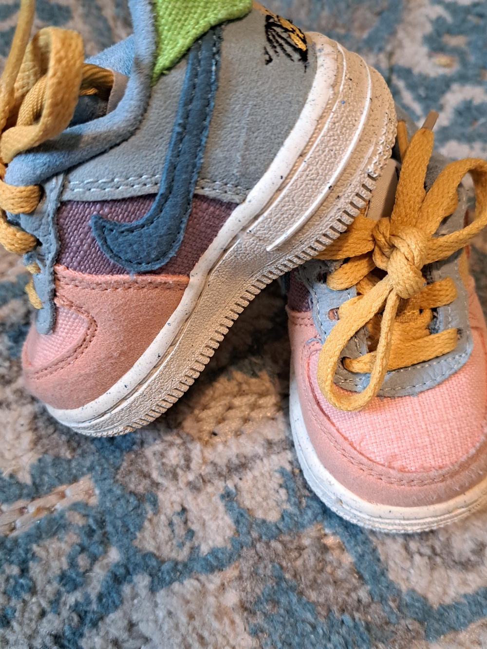 Nike Air Force 1s Next Nature Sneakers in Pink, Blue & Yellow